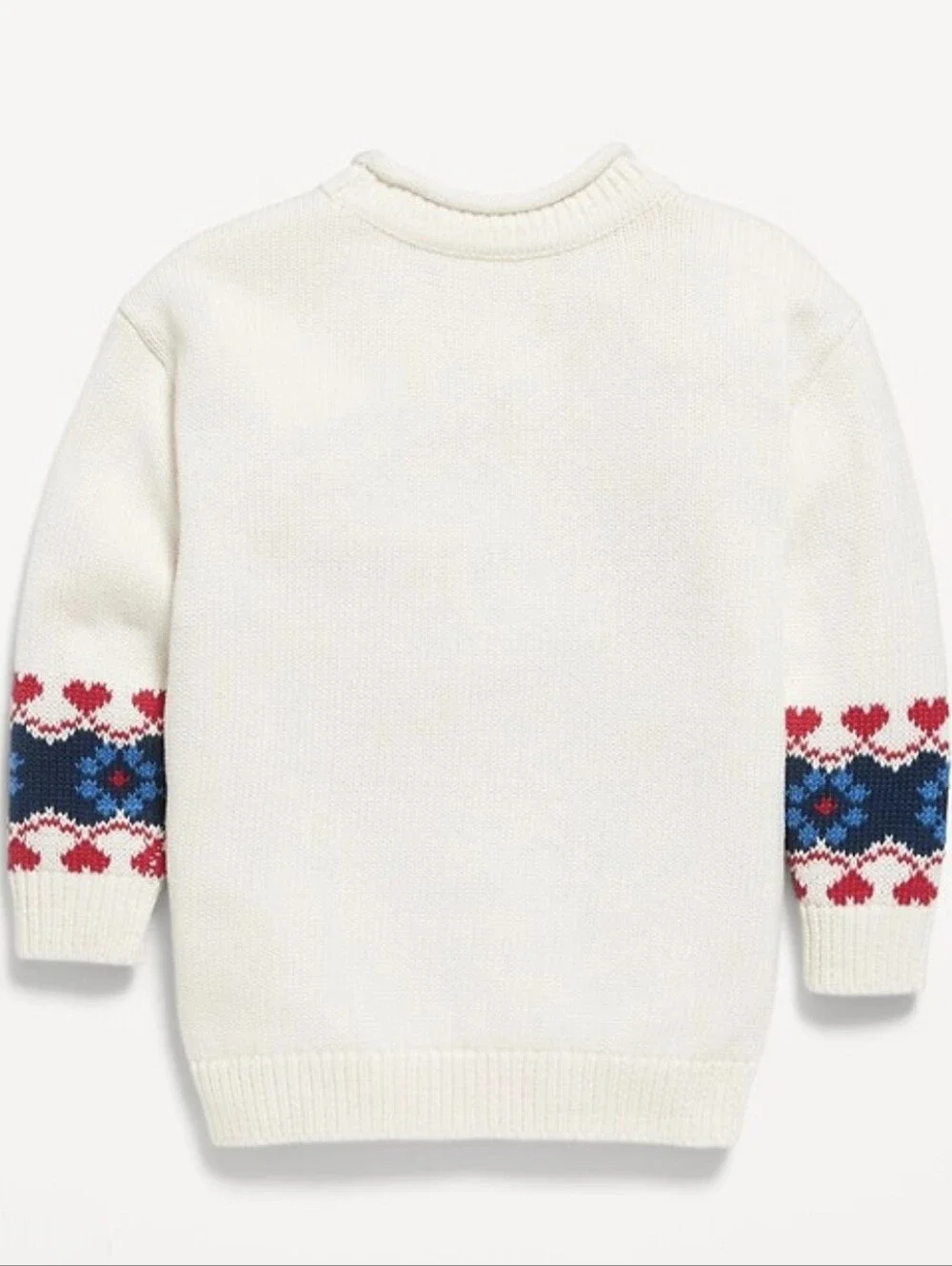 Old Navy Heart Swan Pullover Tunic Cotton Sweater Cream Red Blue 2T